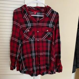 Guess Red/White/Black Button Shirt